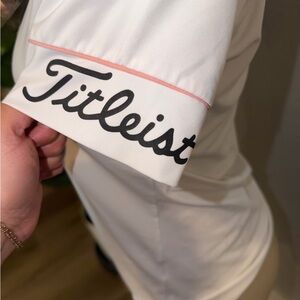 Titleist White Polo with Pink Trim and Black Script